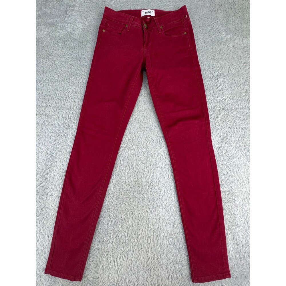 Paige Verdugo Ultra Skinny Womens 25 Red Jeans Comfort Office Cotton/Elastane - Picture 2 of 16